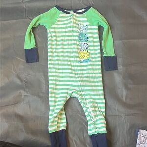 Green and White Striped Kids One Piece